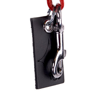 Sleutelhanger met leren zweepje - rood