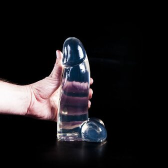 Dark Crystal - Dildo Met Balzak - 21 x 6 cm - Transparant