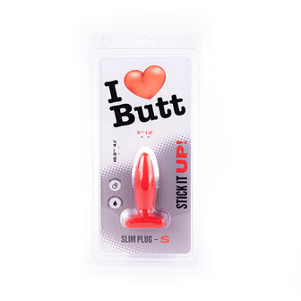 I Love Butt Slanke Buttplug - S - rood