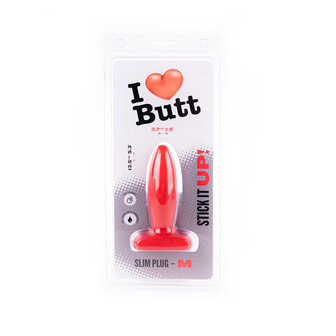 I Love Butt - Slanke Buttplug - M - rood