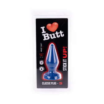 I Love Butt Klassieke Buttplug - S - blauw