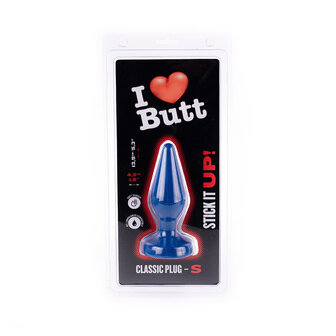 I Love Butt - Klassieke Buttplug - S - blauw