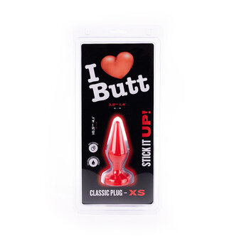 I Love Butt Klassieke Buttplug - XS - rood