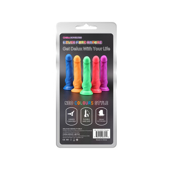 Deluxe Pure Nature Neo Colours Siliconen Dildo 23 x 4.1 cm - paars