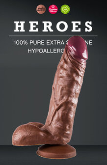 Heroes - No. 17 - Dildo Met Zuignap - 19,5 x 5 cm - Bruin