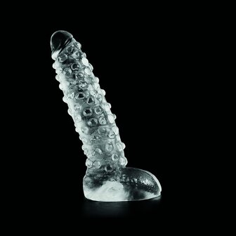 Dark Crystal - Geribbelde Dildo 26,5 x 6 cm - Transparant