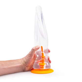 Dinoo - Primal Desires - Extra Grote Dildo met Zuignap Stego 33 x 8 cm - transparant