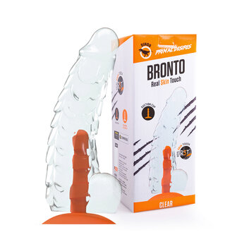 Dinoo - Primal Desires - Extra Grote Dildo met Zuignap Bronto 31 x 7,5 cm - transparant