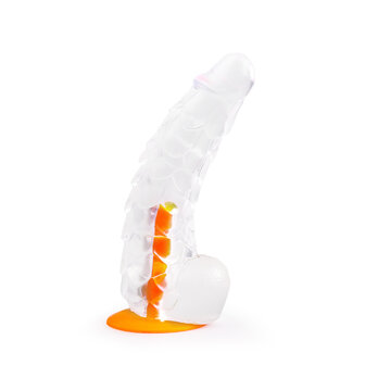 Dinoo Primal Desires Extra Grote Dildo met Zuignap Bronto 31 x 7,5 cm - transparant