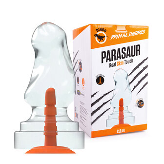 Dinoo Primal Desires Extra Grote Dildo met Zuignap Parasaur - transparant