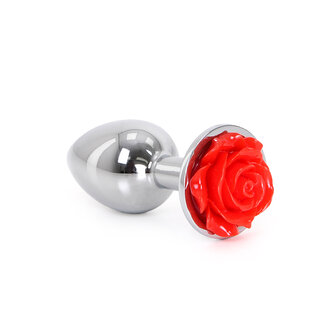 Booty Sparks Aluminium Buttplug &#039;Red Rose&#039; met bloem decoratie
