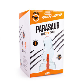 Dinoo Primal Desires Extra Grote Dildo met Zuignap Parasaur - transparant