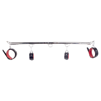 Kiotos - Spreidstang - Spreader Bar - Met Lederen Hand- En Enkelboeien - Rood/Zwart