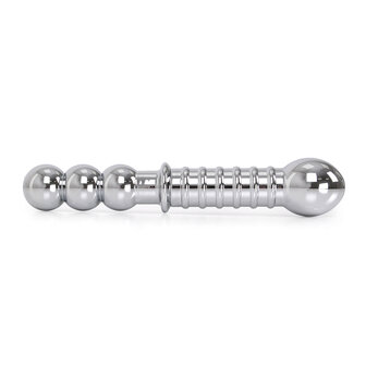 Zware Metalen Dildo met Ribbels 19 x 3,5 cm - aan beide kanten te gebruiken