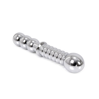 Zware Metalen Dildo met Ribbels 19 x 3,5 cm - aan beide kanten te gebruiken