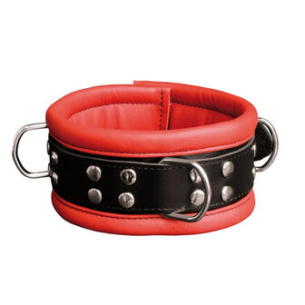 Kiotos - Leren Collar 6.5 cm Gevoerd - Rood/Zwart