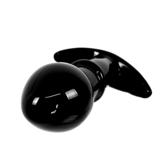 Glazen buttplug met handvat - zwart