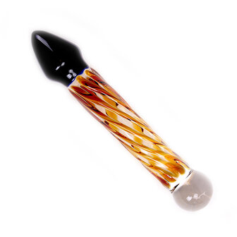 Glazen Dildo Rocket - zwart/geel