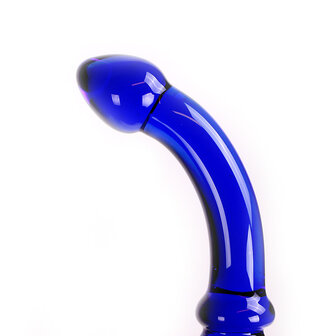 Glazen Dildo Blue Curve - blauw