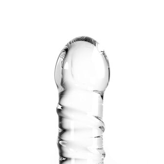 Glazen Dildo met ribbels - transparant