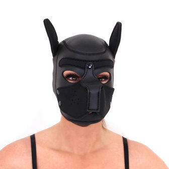 Kiotos - Neoprene Puppy Dog BDSM Hood - Zwart - Maat M