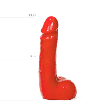 All Red - Dildo Met Balzak - 20 x 4,5 cm - Rood