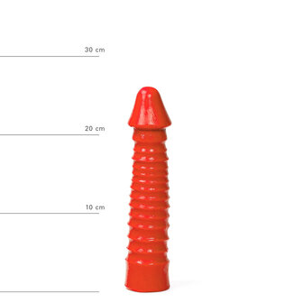 All Red - Geribbelde Dildo - 26 x 5 cm - Rood