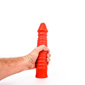 All Red - Geribbelde Dildo - 26 x 5 cm - Rood