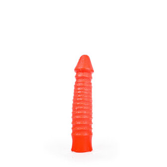 All Red - Geribbelde Dildo - 26 x 5 cm - Rood