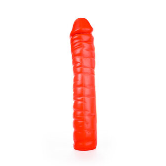 All Red Geribbelde Dildo 38 x 8,5 cm - rood