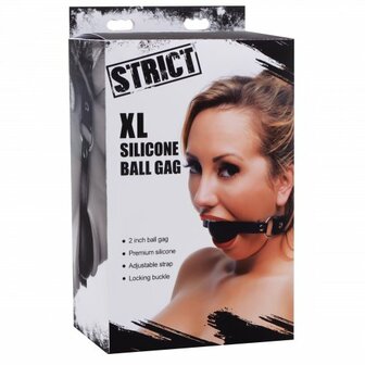 Strict - XL Siliconen Ball gag - zwart