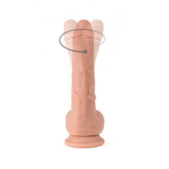 Virgite - Roterende vibrerende dildo van 21 cm met scrotum en remote control - lichte huidskleur