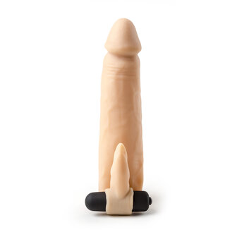Virgite Vibrerende penis sleeve die echt aanvoelt met clitoris stimulator - 16.2 cm - lichte huidskleur