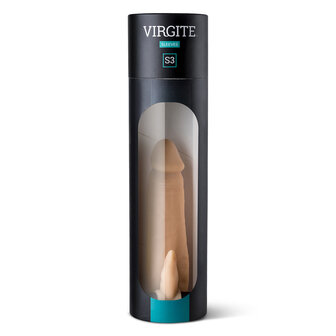 Virgite Vibrerende penis sleeve die echt aanvoelt met clitoris stimulator - 16.2 cm - lichte huidskleur