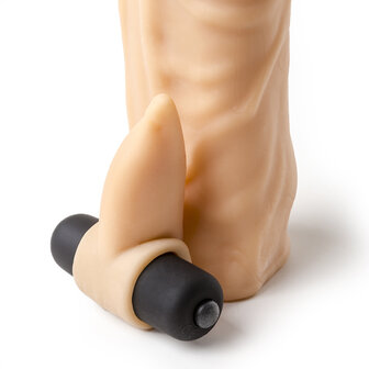 Virgite Vibrerende penis sleeve die echt aanvoelt met clitoris stimulator 20 cm - lichte huidskleur