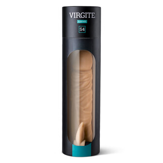 Virgite Vibrerende penis sleeve die echt aanvoelt met clitoris stimulator 20 cm - lichte huidskleur