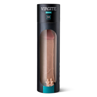 Virgite - Vibrerende Penis Sleeve die echt aanvoelt 19 cm - lichte huidskleur