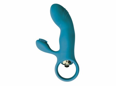 Virgite Mini Vibrator met Clitoris Borsteltje - blauw