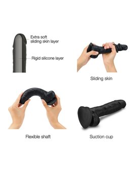 Strap-on-Me Sliding Skin Realistische Dildo - zwart - maat S