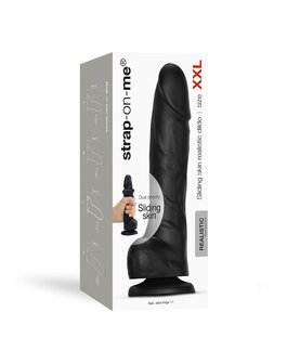 Strap-on-Me Sliding Skin Realistische Dildo - zwart - maat XXL