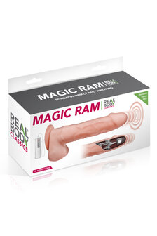 Real Body Magic Ram Stotende Vibrator met Zuignap en Afstandsbediening - lichte huidskleur