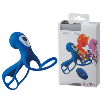 BeauMents Twosome Fun Vibrerende Cockring met Clitoris Stimulator - blauw