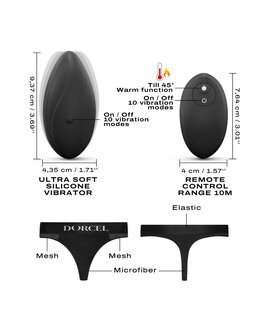 Dorcel - Discreet Vibe - Vibrerend Slipje Met Panty Vibrator Met Afstandsbediening - Zwart - Maat XXL