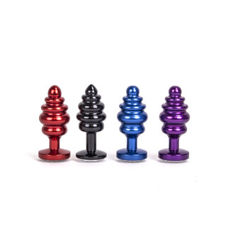 Kiotos - Aluminum Geribbelde Buttplug Met Kristal - Paars