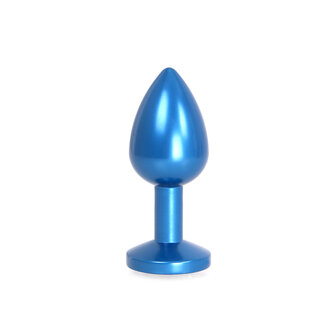 Kiotos - Blauwe Aluminium Buttplug Met Wit Sierkristal