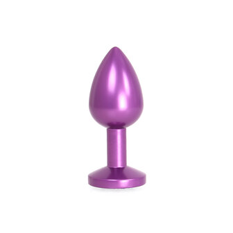 Kiotos - Paarse Aluminium Buttplug met Wit Sierkristal