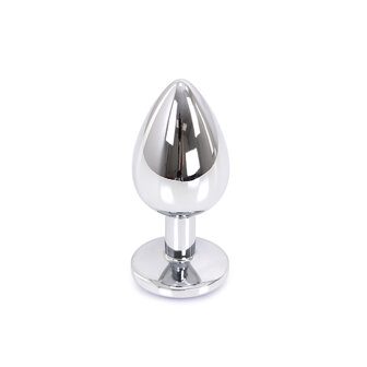 Buttplug aluminium met groen sierkristal - large