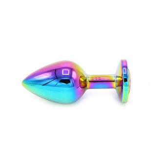 Rainbow Buttplug Aluminium met Siersteen - medium