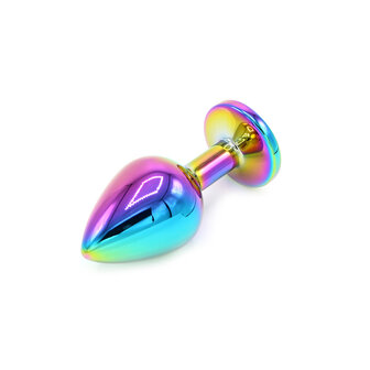 Rainbow Buttplug Aluminium met Siersteen - medium