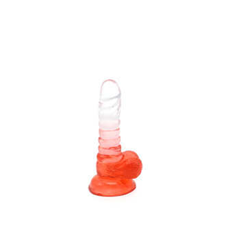 Kiotos Cox Color - Gekleurde Dildo 01 - 15,5 x 3 cm - Transparant/Rood